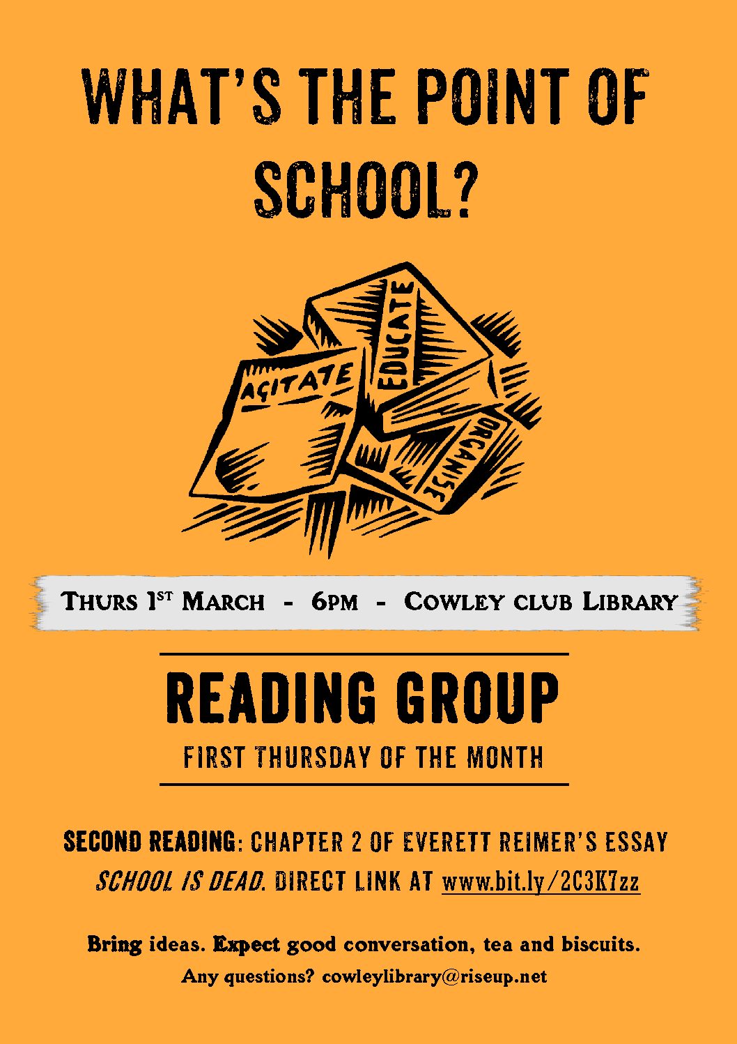Cowley Club Reading Group – What’s the point of school?